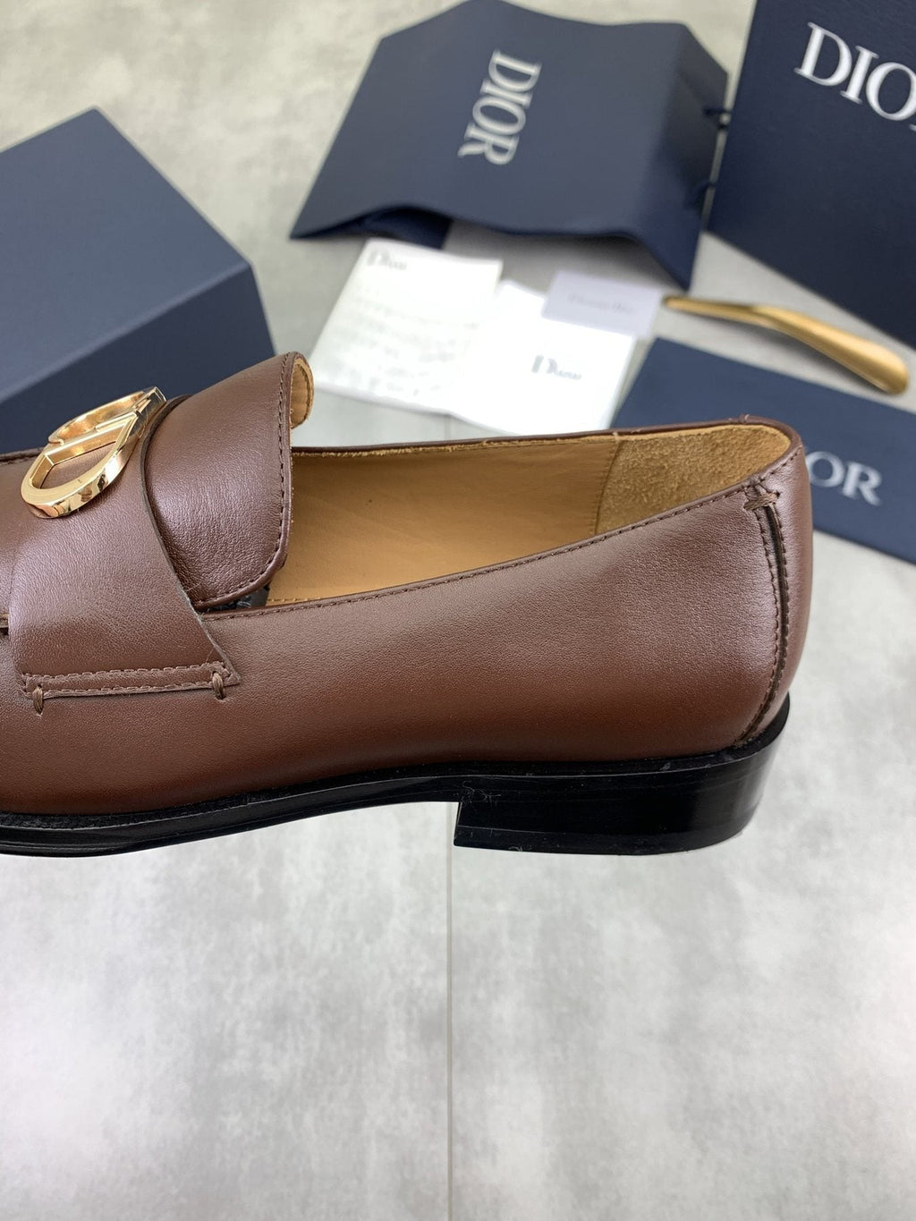 Dior Men's Brown Buckle Loafers