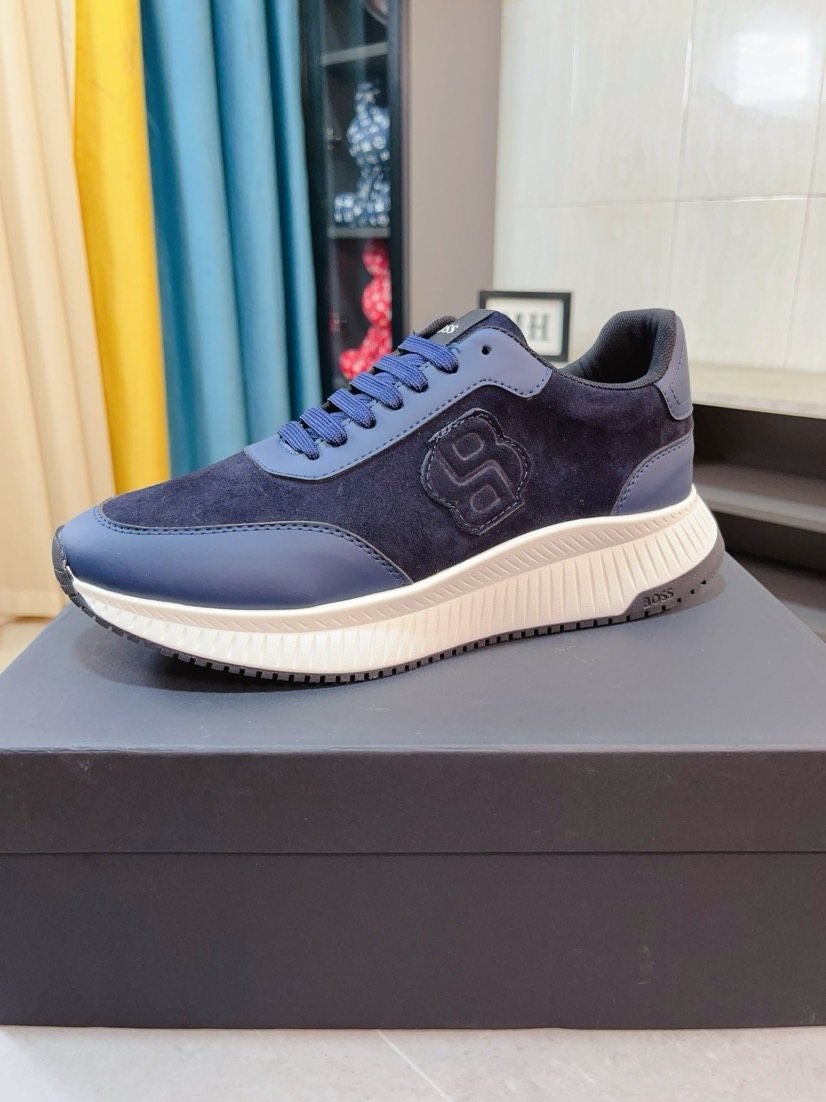 BOSS Men's Olive Green Low-Top Sneakers