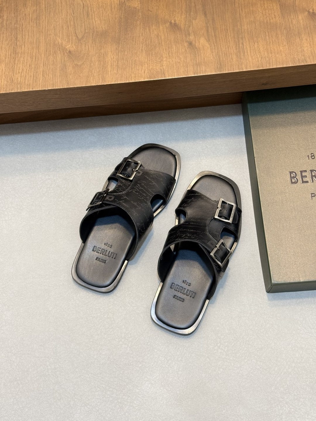 Berluti Double-Buckle Slide Sandals