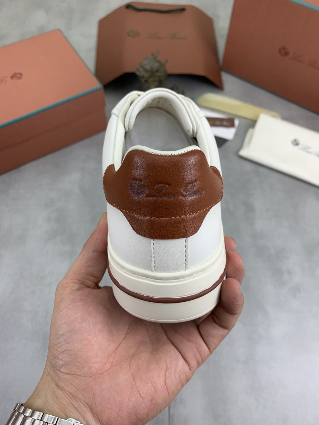 Loro Piana Black and Brown Low-Top Sneakers