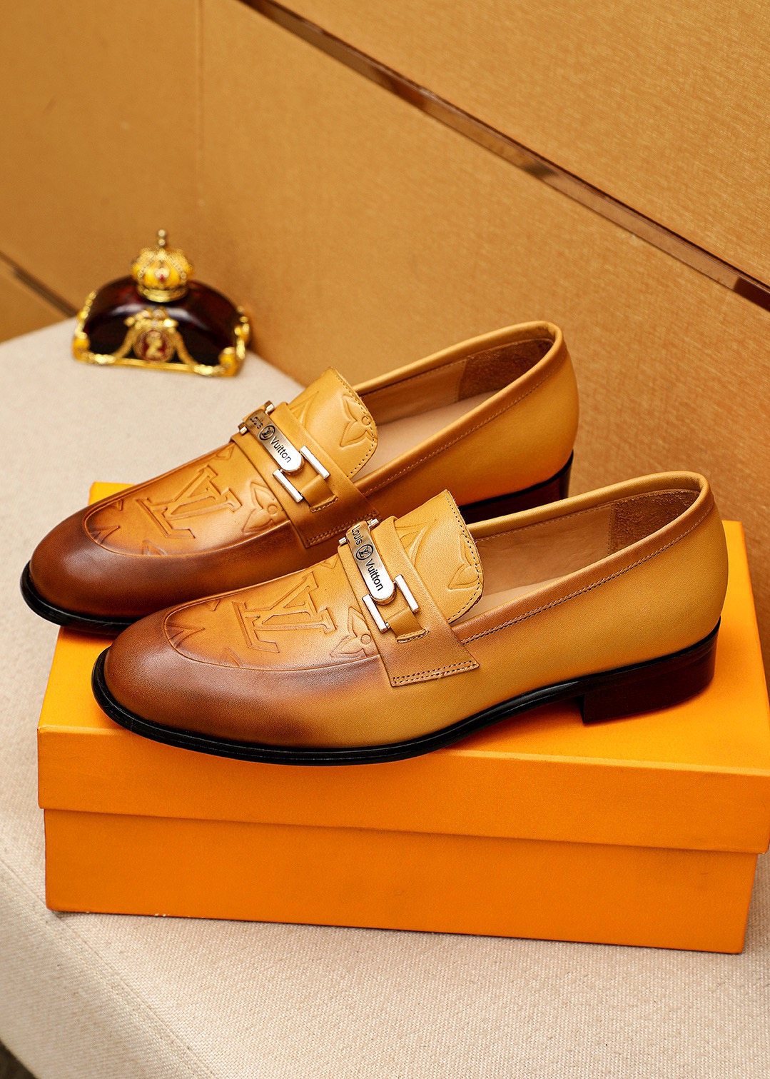 Louis Vuitton Embossed Metal-Bar Loafers