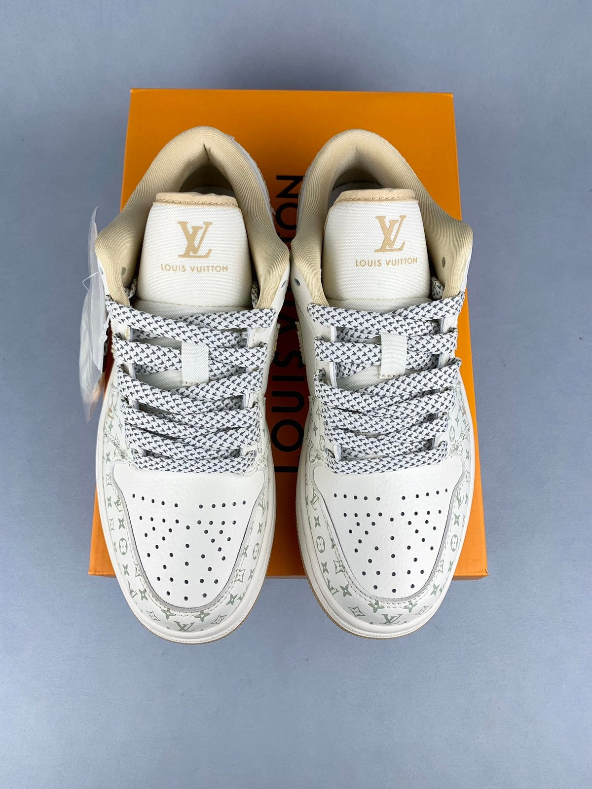 Air Jordan 1 Low LV Collaboration Printed Khaki Unisex Sneakers SJ9950-004
