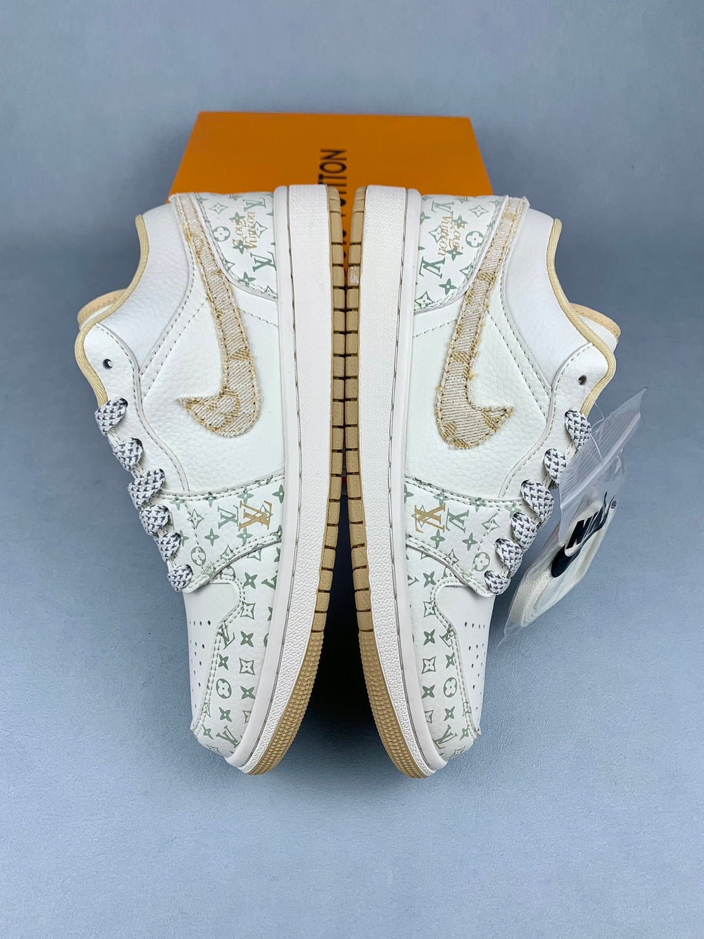 Air Jordan 1 Low LV Collaboration Printed Khaki Unisex Sneakers SJ9950-004