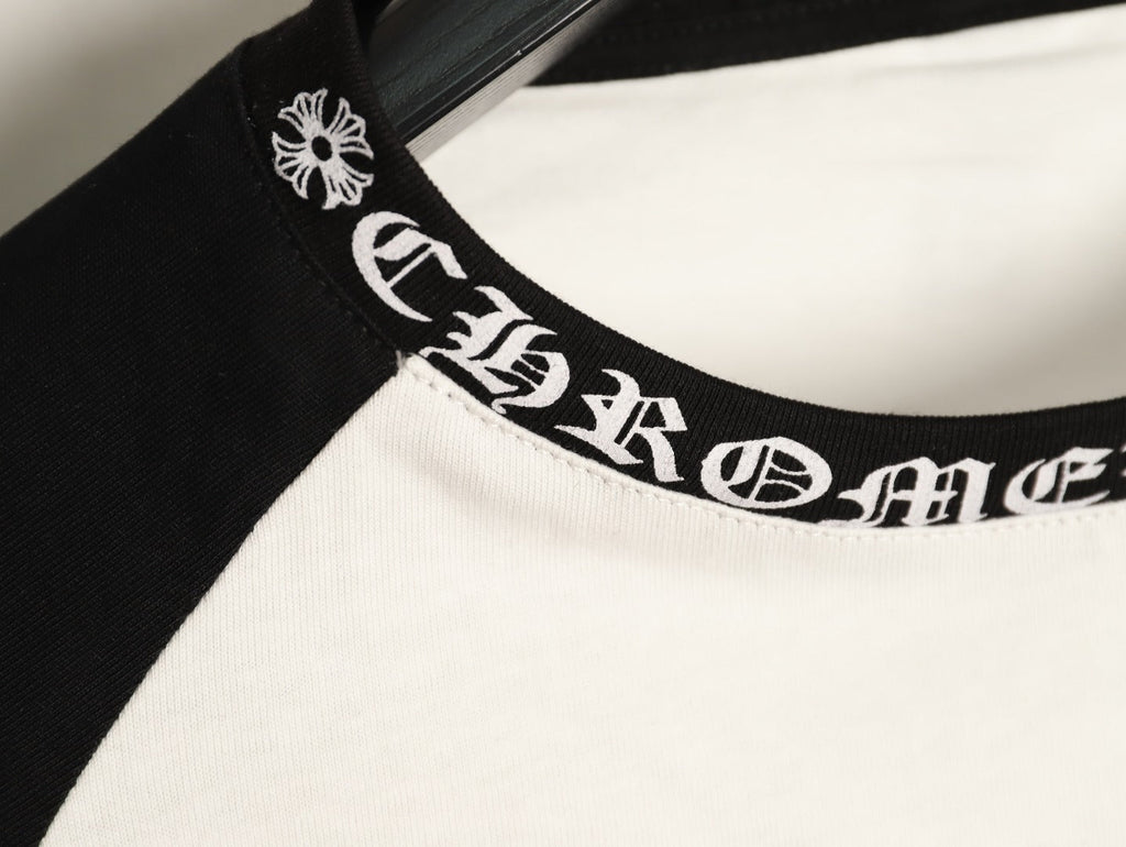 Chrome Hearts Horseshoe Hardware Gothic Raglan Long-Sleeve T-Shirt - Black/White