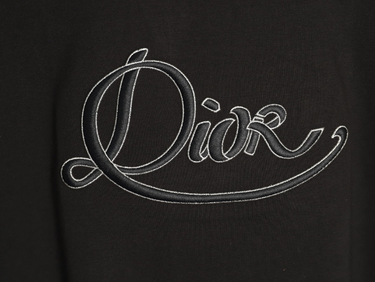 Dior Script Lettering Graphic T-Shirt - Black