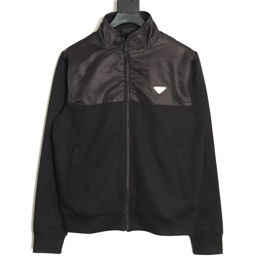 Prada Re-Nylon Panel Zip-Up Jacket - Black