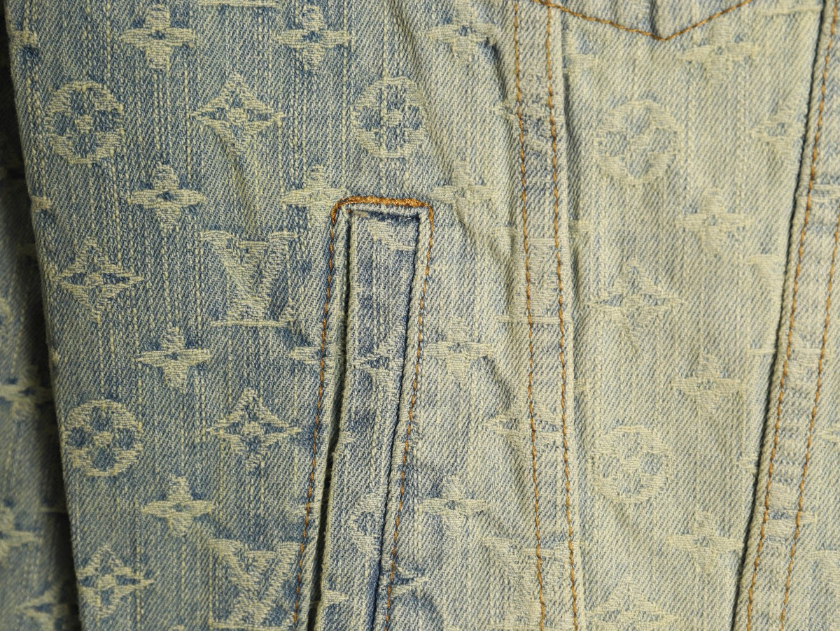 Louis Vuitton Monogram-Style Faded Denim Jacket - Gray